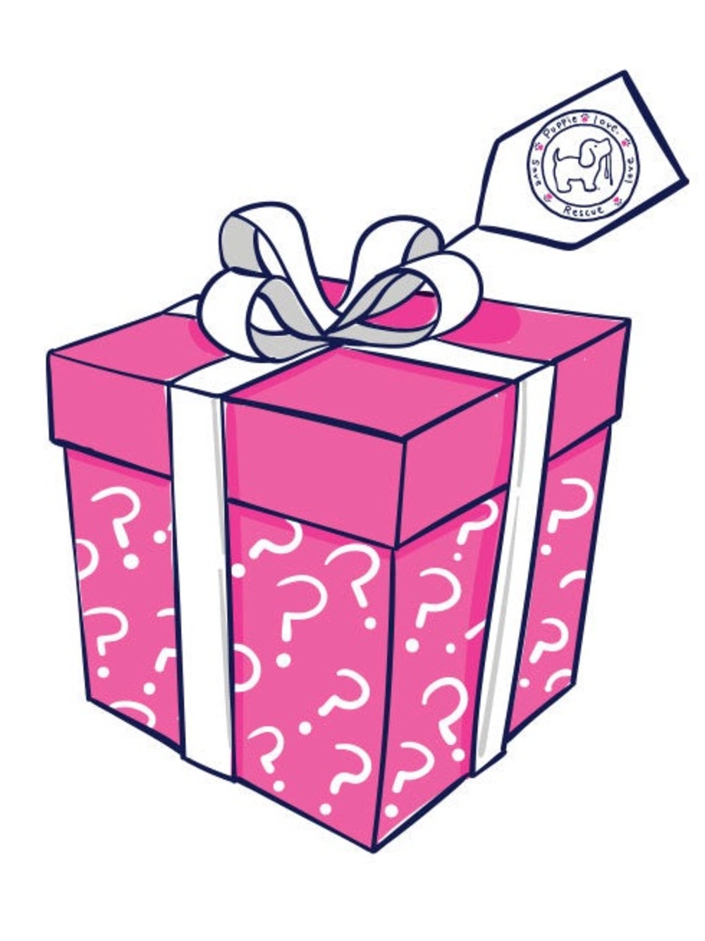 Pink Mystery Gift Box with White Ribbon